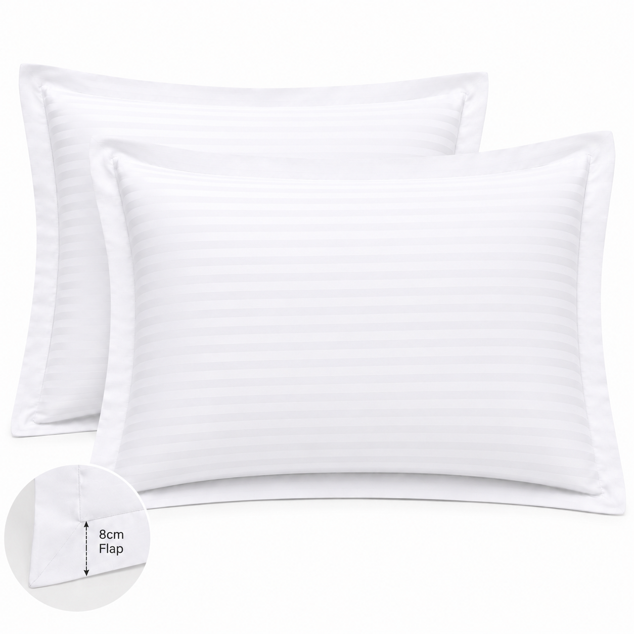 Satin Stripe Pillow Cover with 8 Cm Flap 100% Cotton - Regular