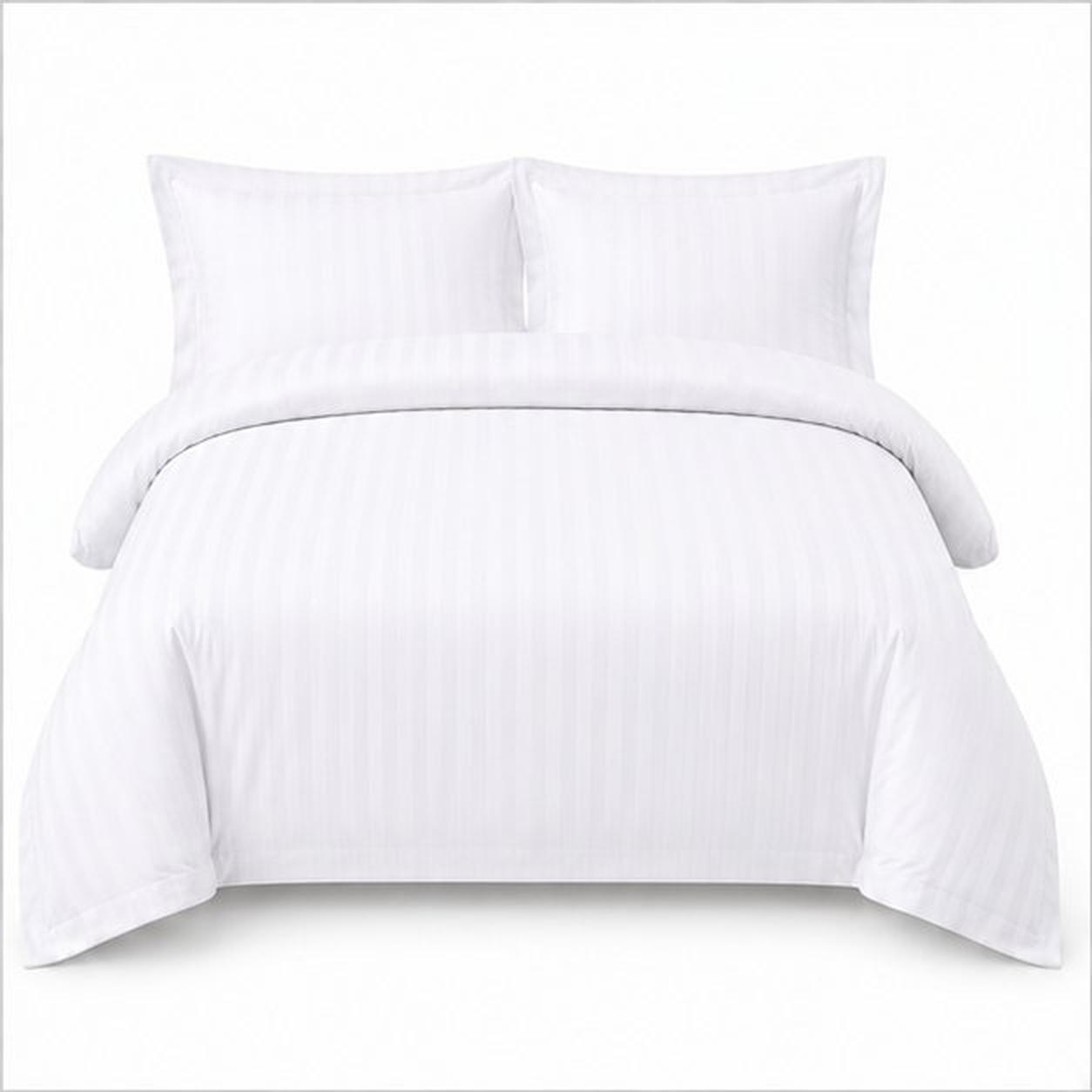 Satin Stripe Duvet Cover with 20 Flap 100% Cotton - Double Duvet
