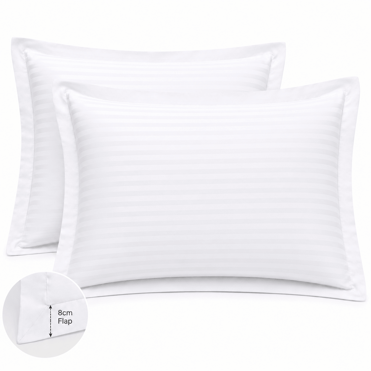 Satin Stripe Pillow Cover with 8 Cm Flap 100% Cotton - Regular