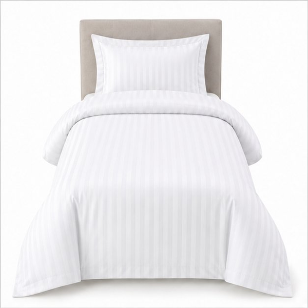 Satin Stripe Duvet Cover with 20 Flap 100% Cotton - Single Duvet