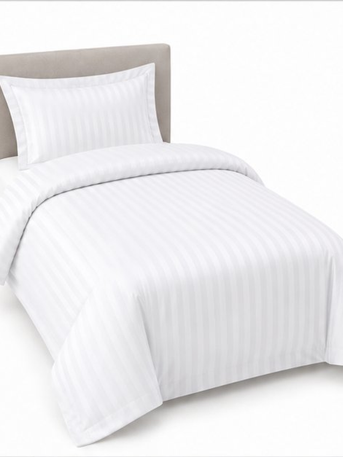 Satin Stripe Duvet Cover with 20 Flap 100% Cotton - Single Duvet
