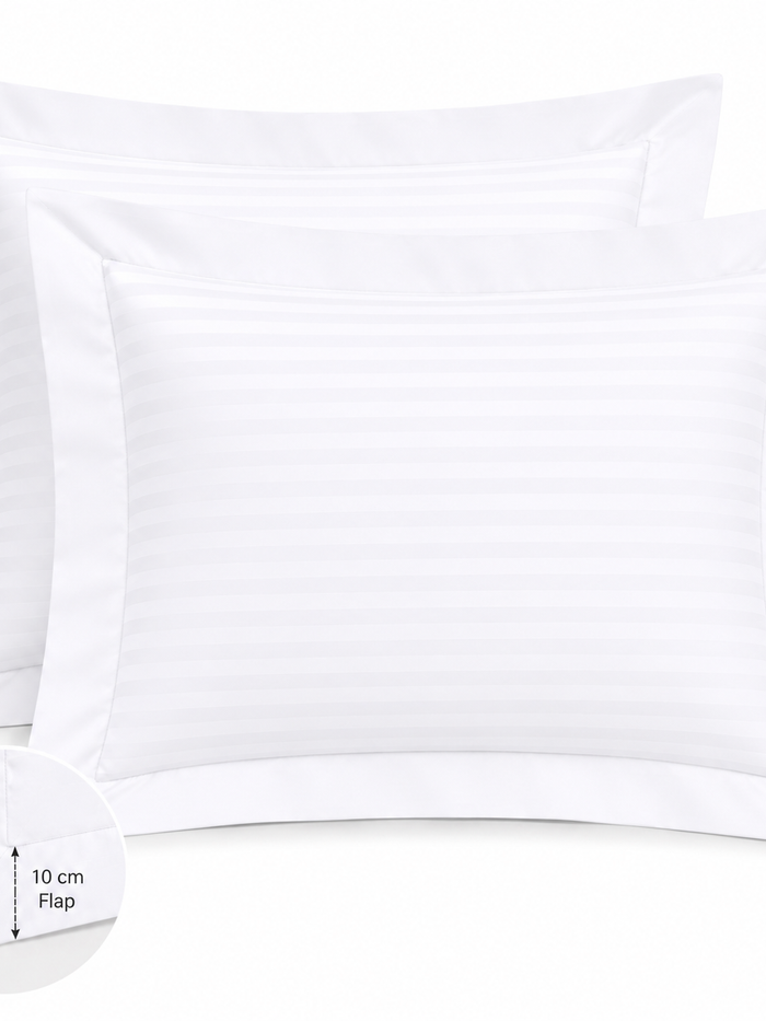 Satin Stripe Pillow Cover with 10Cm Flap 100% Cotton - Large
