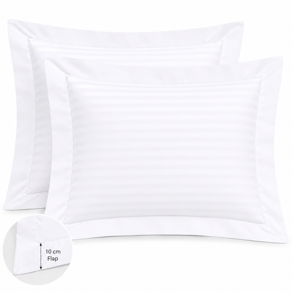 Satin Stripe Pillow Cover with 10Cm Flap 100% Cotton - Large