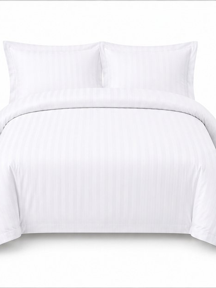 Satin Stripe Duvet Cover with 20 Flap 100% Cotton - Double Duvet