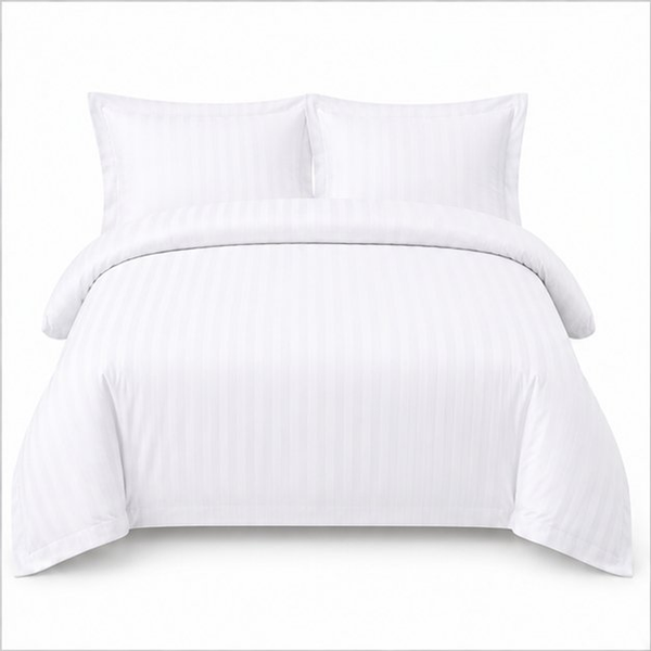 Satin Stripe Duvet Cover with 20 Flap 100% Cotton - Double Duvet