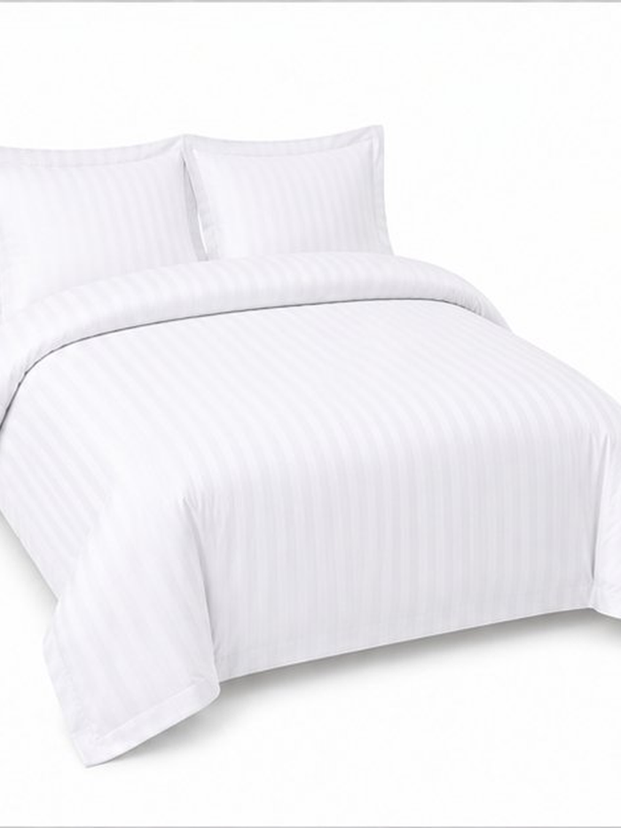 Satin Stripe Duvet Cover with 20 Flap 100% Cotton - Double Duvet