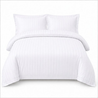Satin Stripe Duvet Cover with 20 Flap 100% Cotton - Double Duvet - Whitlin - variant_sku