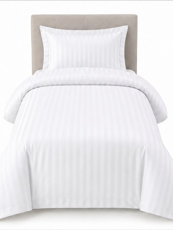Satin Stripe Duvet Cover with 20 Flap 100% Cotton - Single Duvet