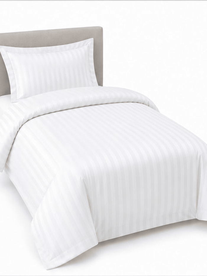 Satin Stripe Duvet Cover with 20 Flap 100% Cotton - Single Duvet