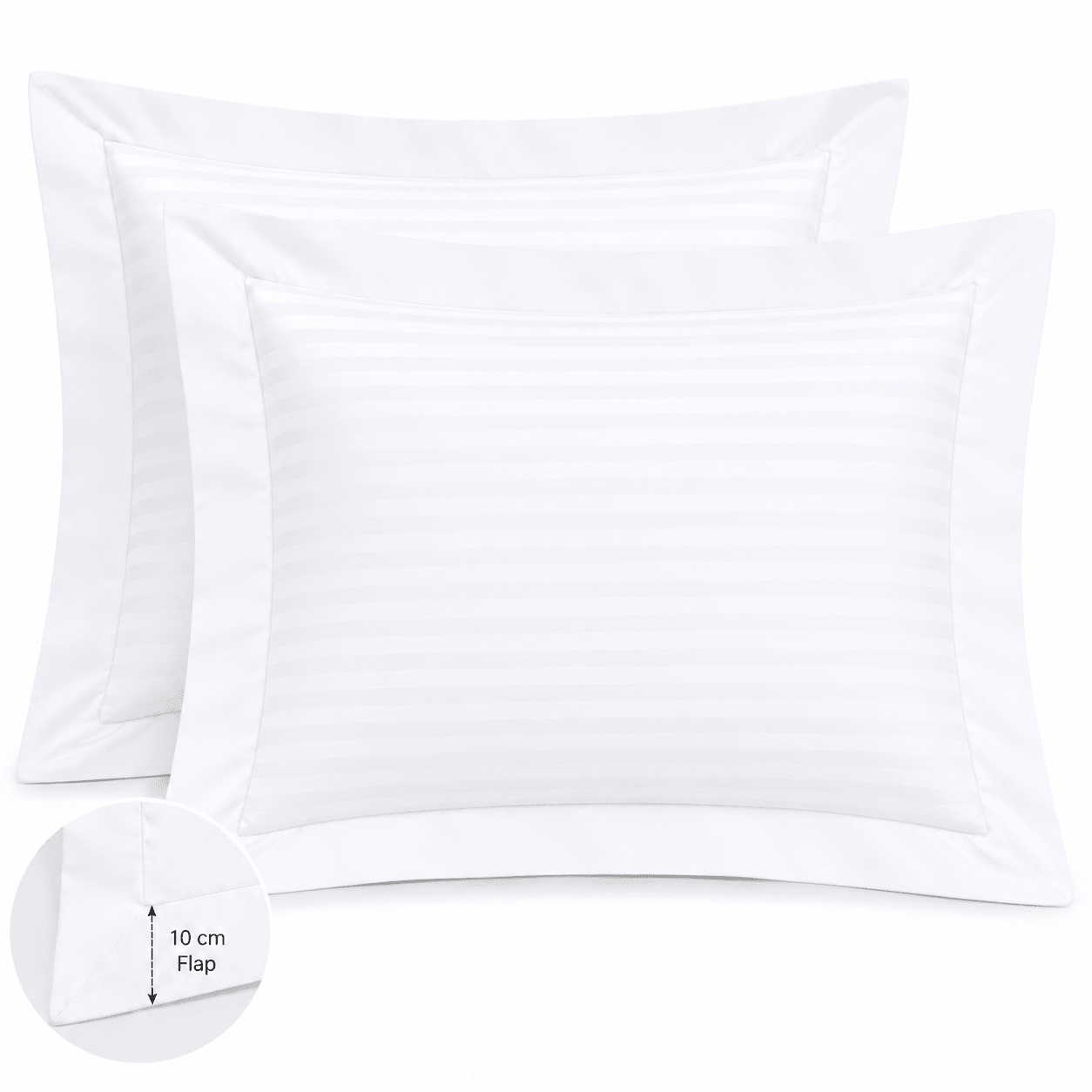 Satin Stripe Pillow Cover with 10Cm Flap 100% Cotton - Large