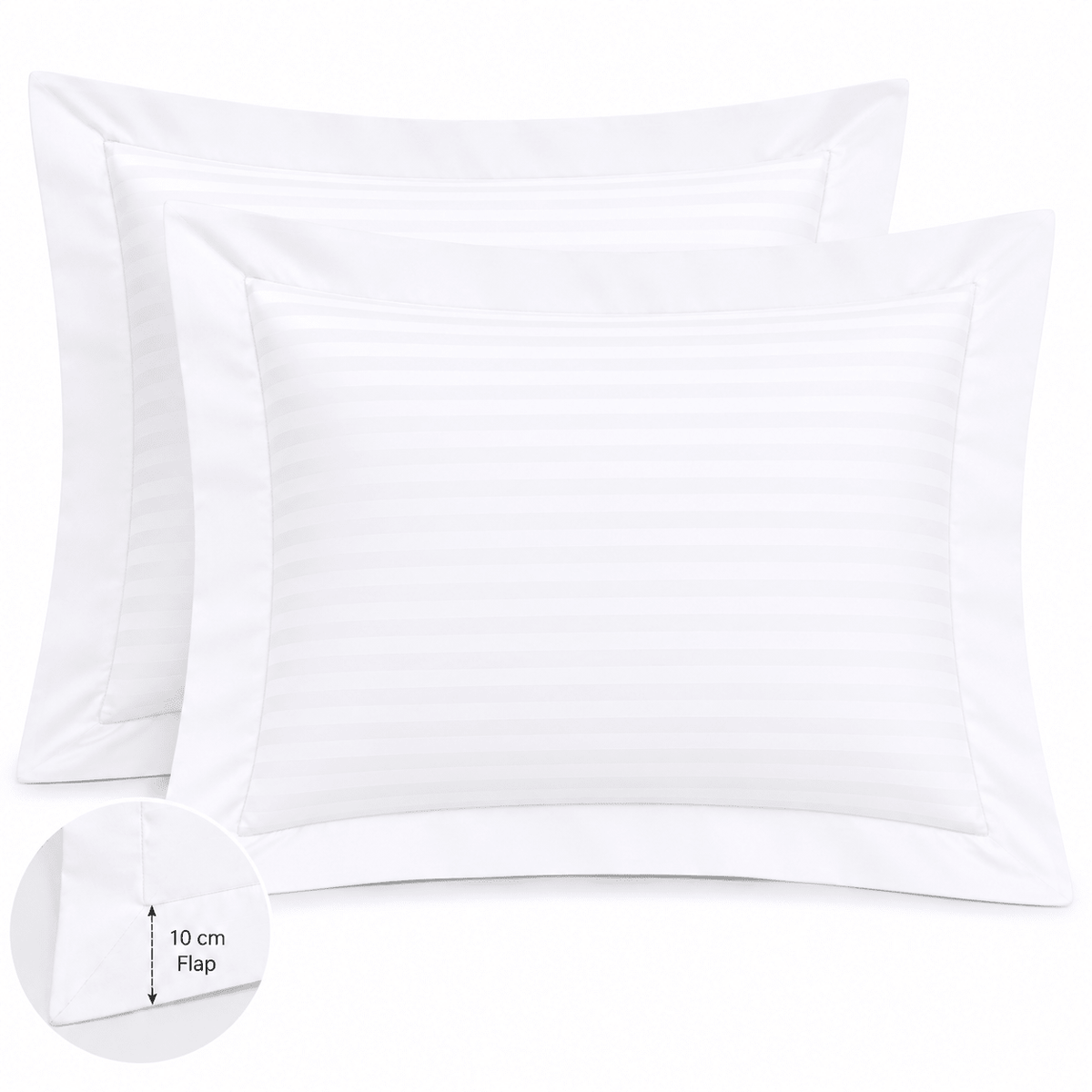 Satin Stripe Pillow Cover with 10Cm Flap 100% Cotton - Large - Whitlin - variant_sku