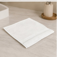 White bath mat on a bathroom floor with a blurred background