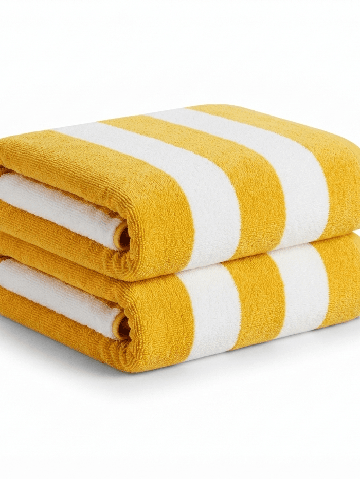 Yarn Dyes Stripe Towels 600 gsm - Stripe Pool Towel Yellow Stripe
